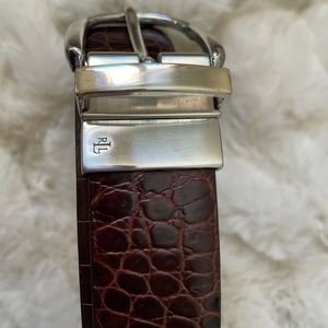 Ralph Lauren genuine leather, reversible belt, brown or black w/ silver buckle.